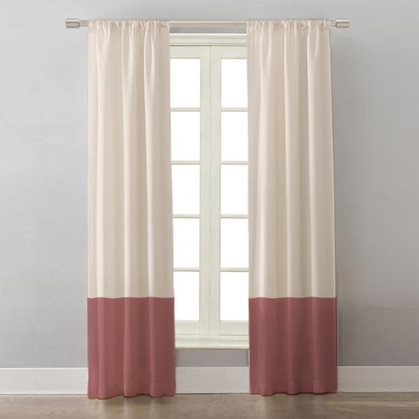 Bridal White/Rose Pink Block Colors ''Single Panel'' Decorative Curtain