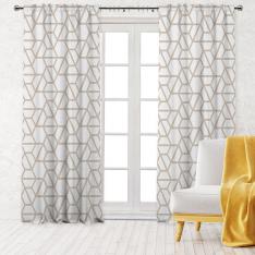 Hexagonal Pattern Single Panel Decorative Curtain-Beige