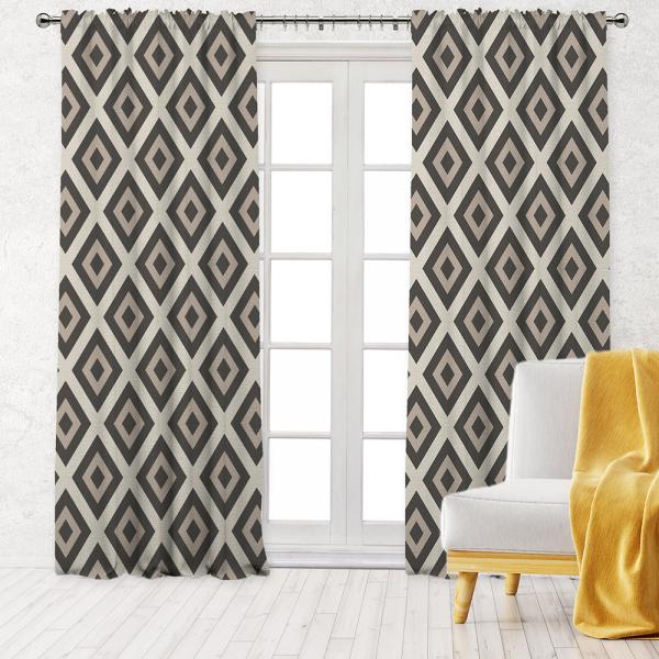 Diamond Pattern Single Panel Decorative Curtain-Beige