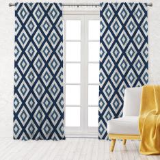 Diamond Pattern Single Panel Decorative Curtain-Blue