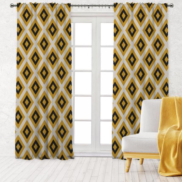 Diamond Pattern Single Panel Decorative Curtain-Yellow