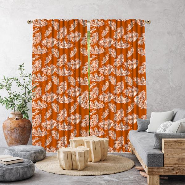 Decorative Bohemian Feather Pattern-Burnt Orange