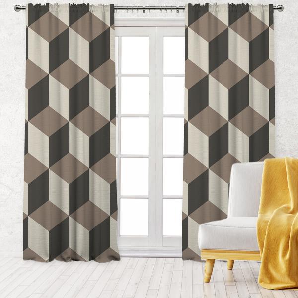 Dimensional  Pattern Single Panel Decorative Curtain-Brown
