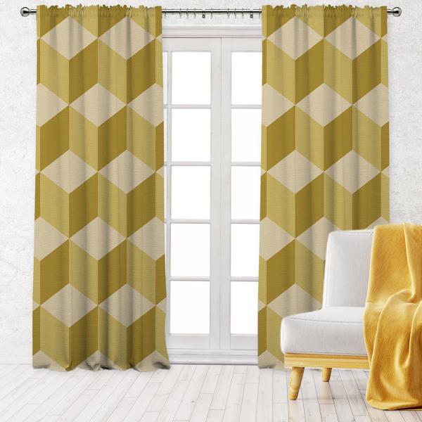 Dimensional  Pattern Single Panel Decorative Curtain-Yellow