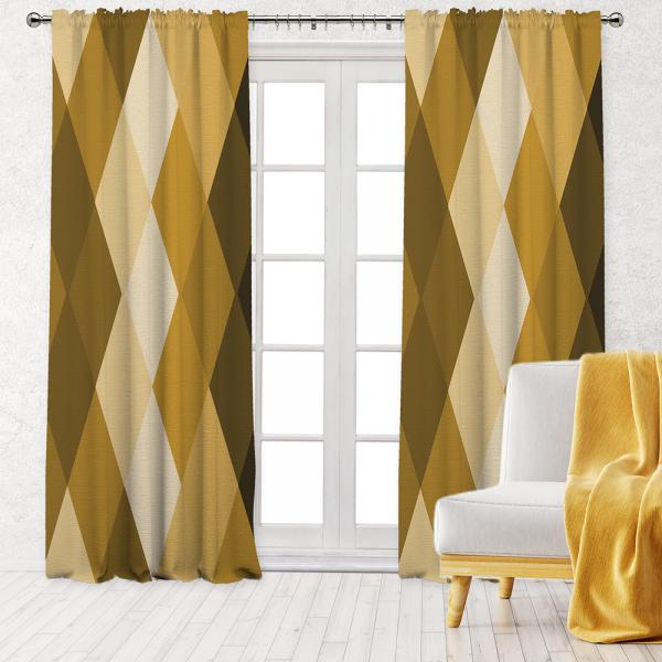 Gradient Diamond Pattern Single Panel Decorative Curtain-Mustard Yellow