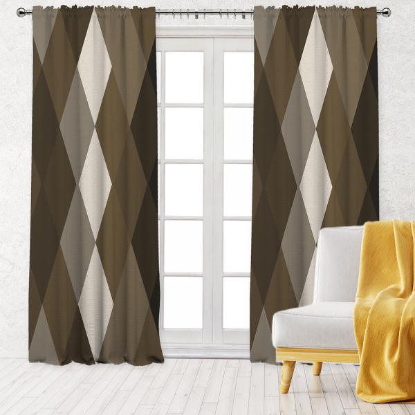 Gradient Diamond Pattern Single Panel Decorative Curtain-Brown