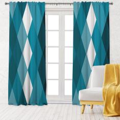 Gradient Diamond Pattern Single Panel Decorative Curtain-Mavi