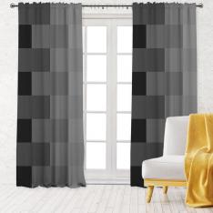 Gradient Squares Pattern Single Panel Decorative Curtain-Grey