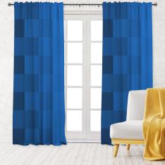 Gradient Squares Pattern Single Panel Decorative Curtain-Blue