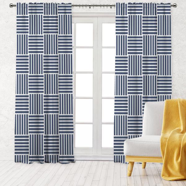 Matting Pattern Single Panel Decorative Curtain-Blue
