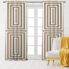Intertwined Squares Pattern Single Panel Decorative Curtain-Beige
