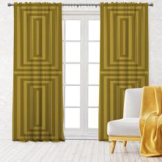 Intertwined Squares Pattern Single Panel Decorative Curtain-Mustard Yellow
