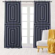 Intertwined Squares Pattern Single Panel Decorative Curtain-Navy Blue
