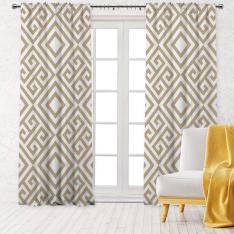 Square Frame Pattern Single Panel Decorative Curtain-Beige