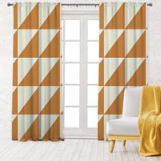 Contrast Geometric Pattern Single Panel Decorative Curtain-Orange