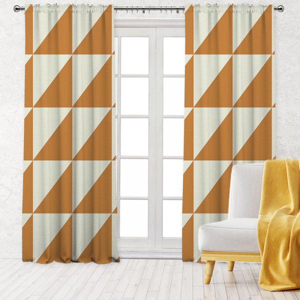 Contrast Geometric Pattern Single Panel Decorative Curtain-Orange