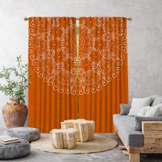 Neon Orange Mandala Single Panel Decorative Curtain