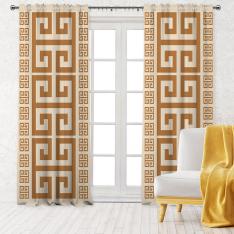 Greek Key Pattern Single Panel Decorative Curtain-Beige