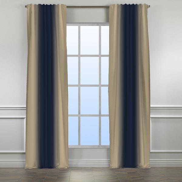 Beige-Navy ''Single Panel'' 3 Colors Ombre Curtain