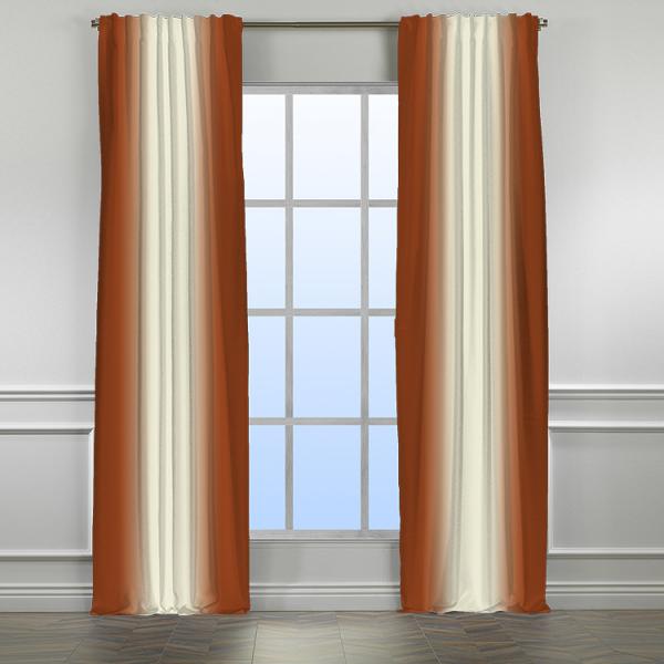 Ecru-Burnt Orange ''Single Panel'' 3 Colors Ombre Curtain