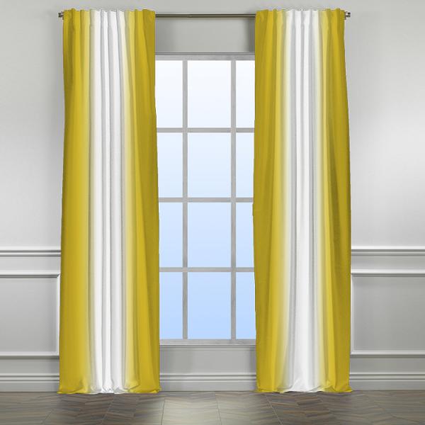 Yellow-White ''Single Panel'' 3 Colors Ombre Curtain