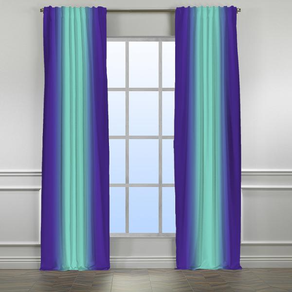 Turquiose-Purple ''Single Panel'' 3 Colors Ombre Curtain